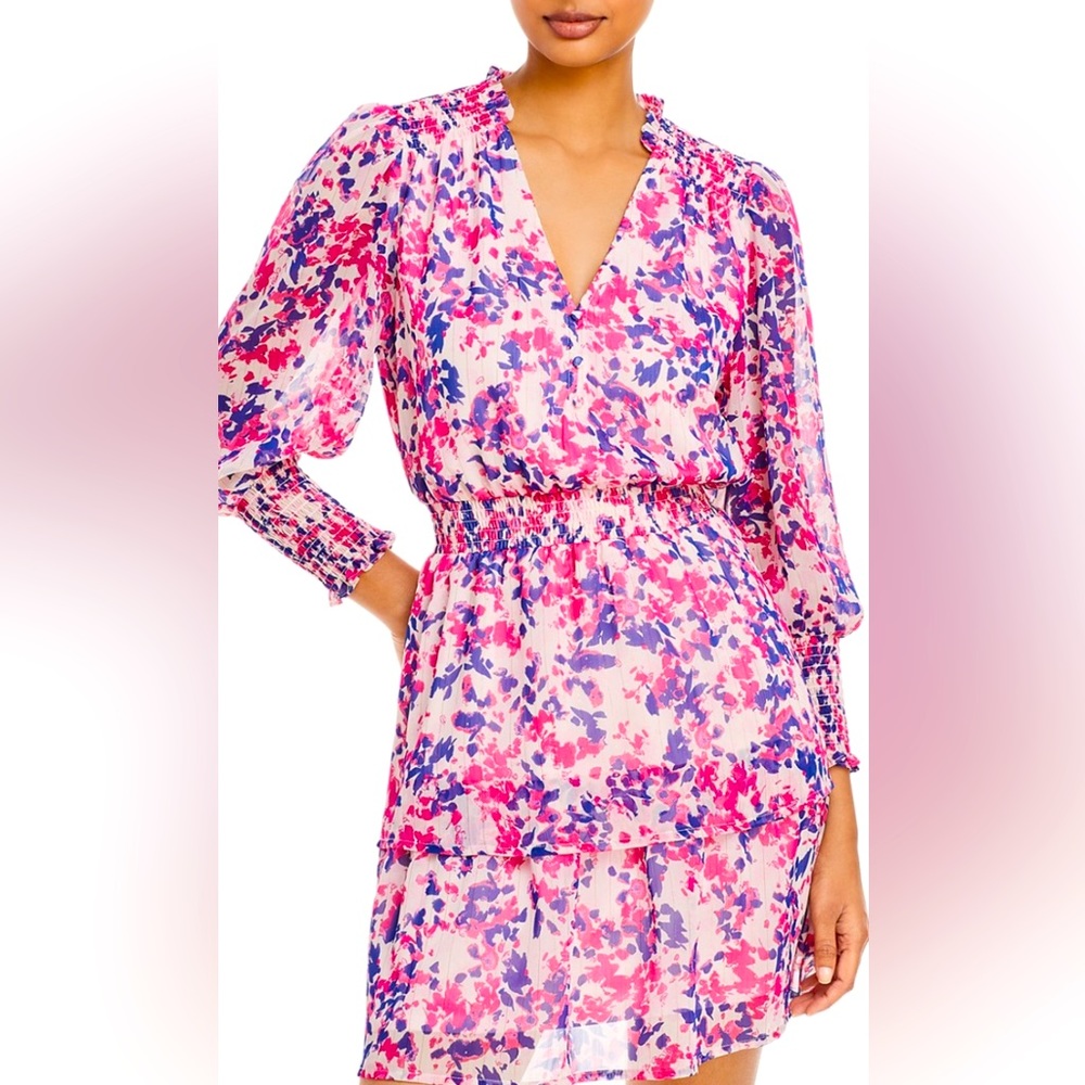 Bloomingdale's AQUA NWOT Floral Tiered Mini Dress Women's Size M